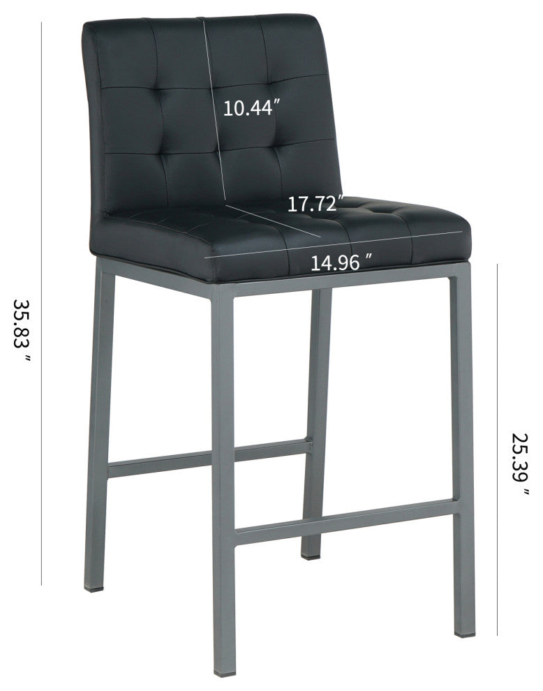 2-set Foam Modern Design Dining Chair, Metal Legs, Black Pu