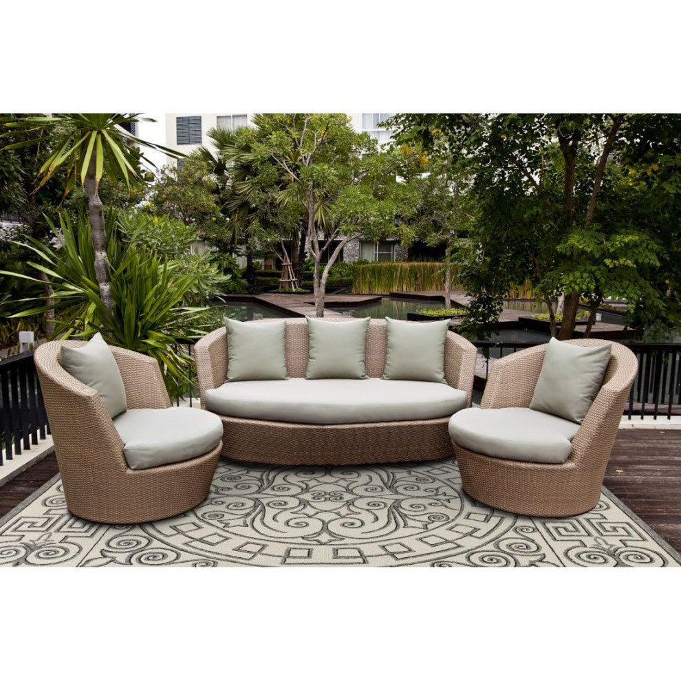 KAS Harbor 4246 Ivory/Gray Irongate Area Rug, 7'6"x9'6"