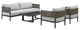 Felicia 4 Piece Outdoor Black Metal & Rope Chat Set With Light Gray Cushions