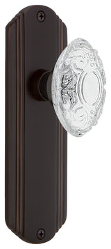 Deco Plate Privacy Crystal Victorian Knob, Timeless Bronze, 2.75"