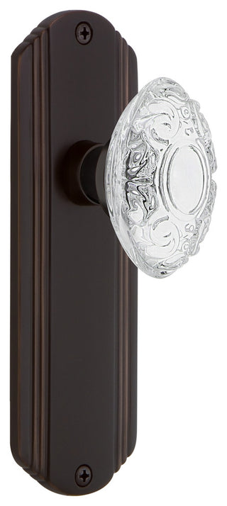 Deco Plate Privacy Crystal Victorian Knob, Timeless Bronze, 2.75"