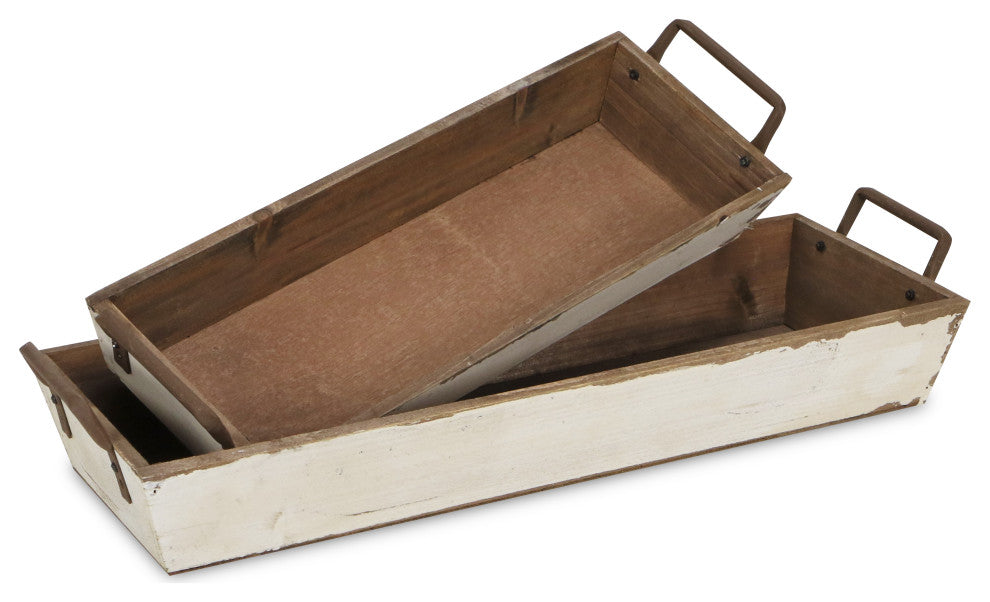 Tapered Wooden Desk Organizers, Set of 2