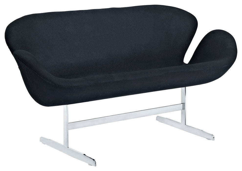 Modern Contemporary Living Room Loveseat Sofa Black