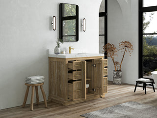 Alys Teak 42 Single Sink Bathroom Vanity Whitewashed 2" Calacatta Laza