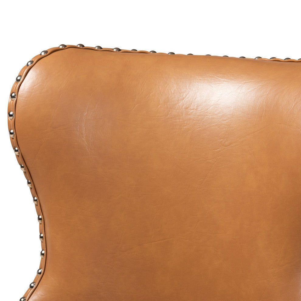 Gradisca Modern Farmhouse 2-Piece Swivel Bar Stool Set, Tan Faux Leather