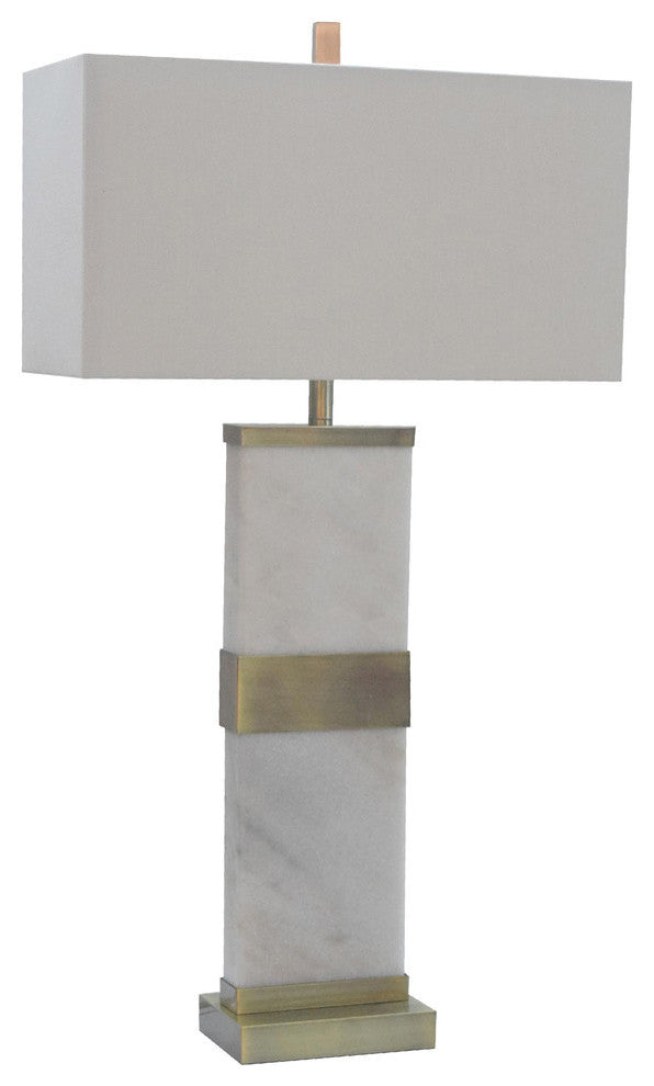 White Marble, Antique Brass Table Lamp