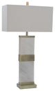 White Marble, Antique Brass Table Lamp