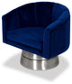 Cove Swivel Chair, Blue Velvet, Brushed Steel