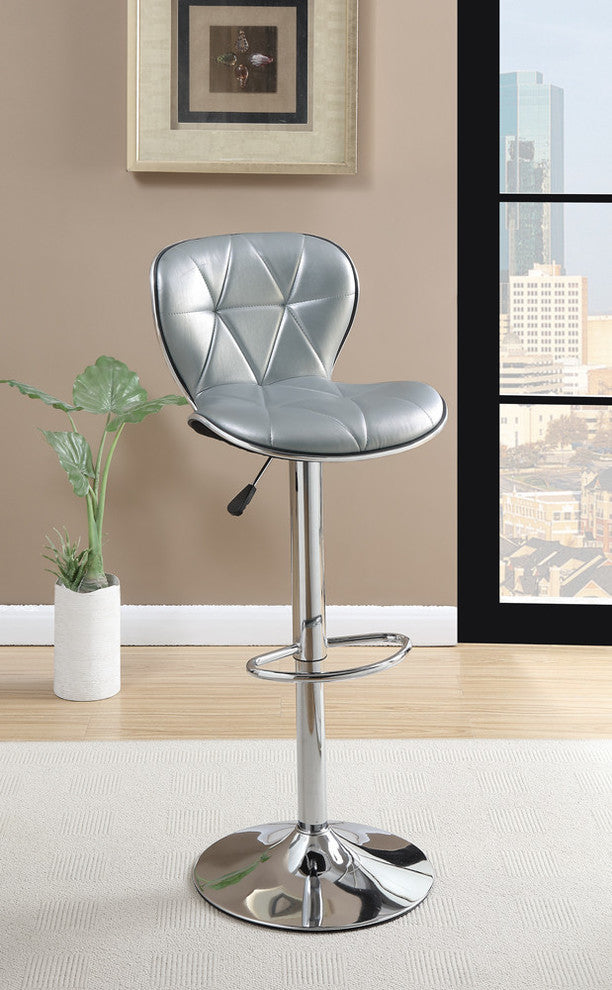 Benzara BM167126 Polyurethane Swivel Barstool Silver, Set of 2