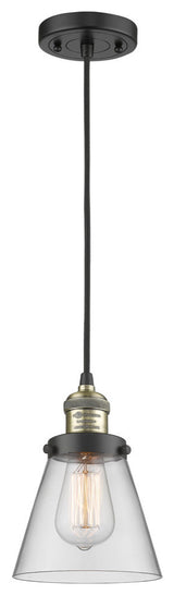 Small Cone 1-Light LED Pendant, Black Antique Brass, Glass: Clear