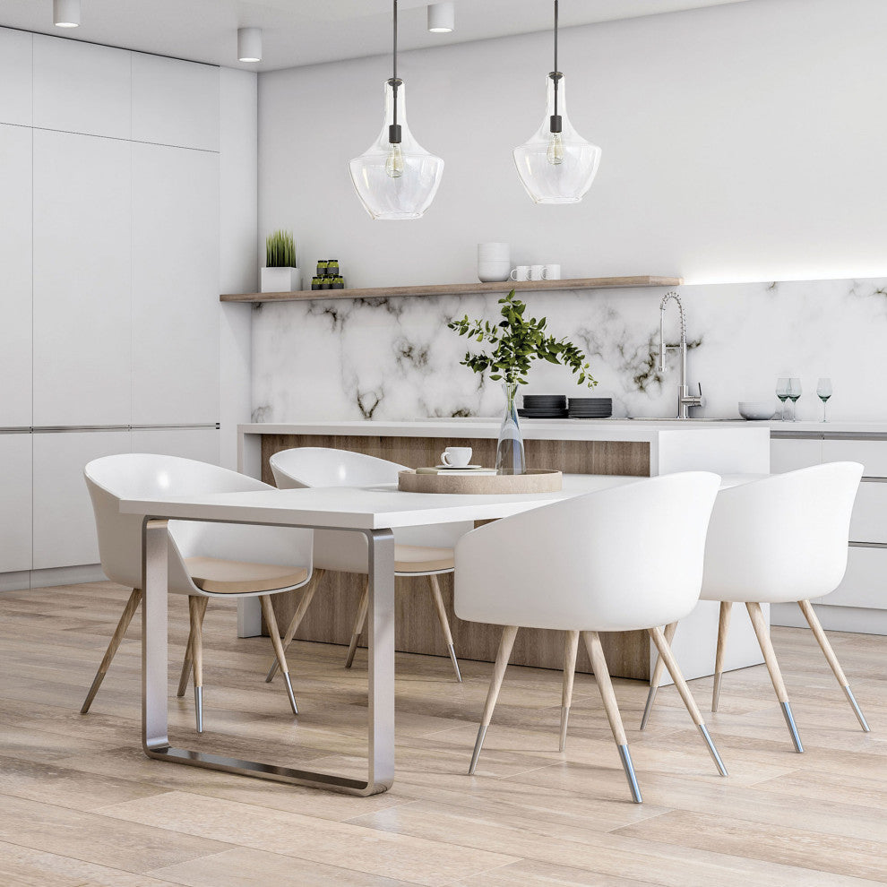 Clear Contemporary Pendant With Matte Black Metal