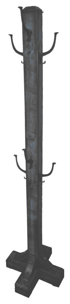 Barnwood Style Timber Peg Coat Tree, Smokey Gray