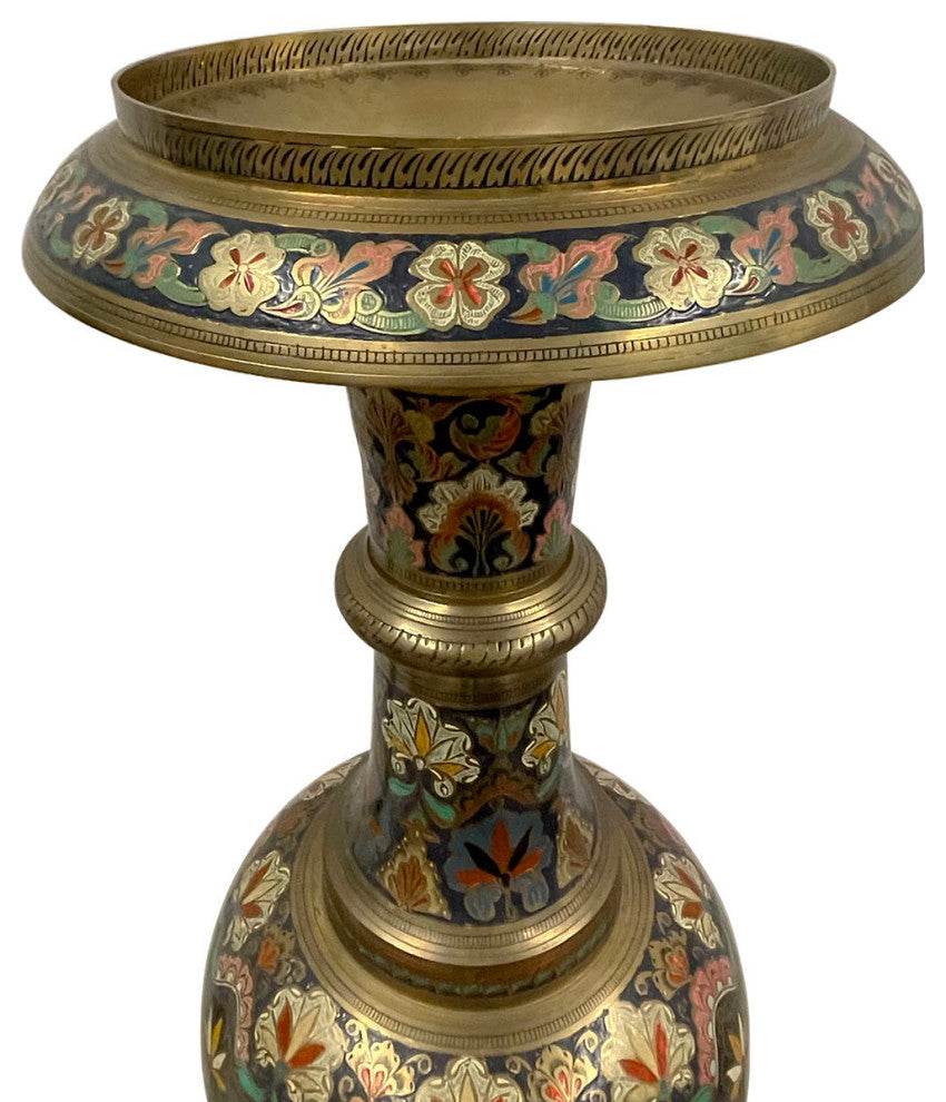 Consigned Early 20th Century Asian Bronze Polychrome Enameled Floor Vase