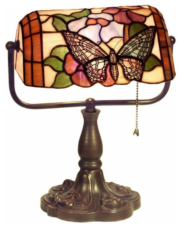 Tiffany Style Banker Butterfly Desk Lamp