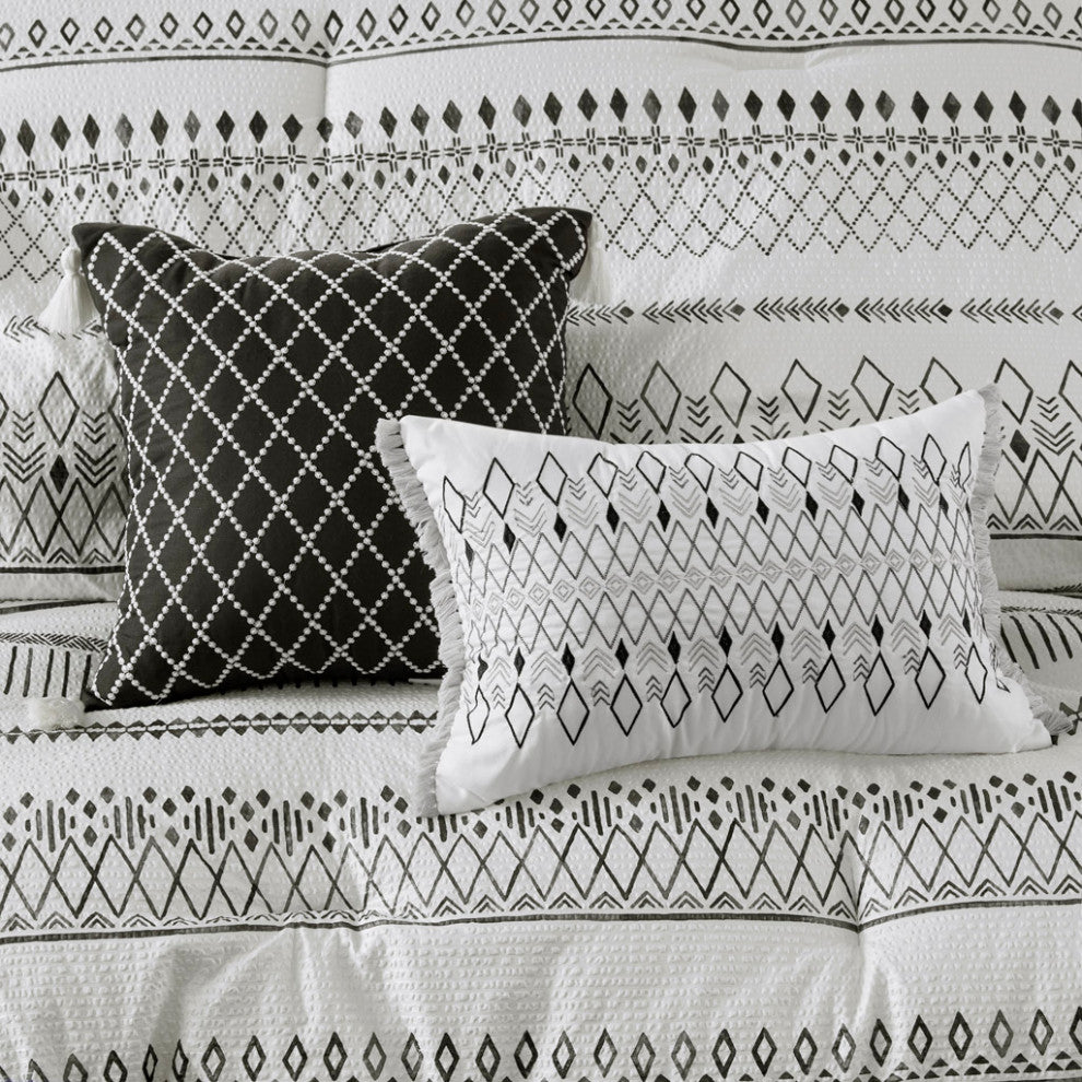 Madison Park Fraser 5 Piece Printed Seersucker Comforter Set With Throw Pillows