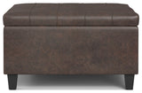 Harrison Small Square Coffee Table Storage Ottoman, Distressed Brown