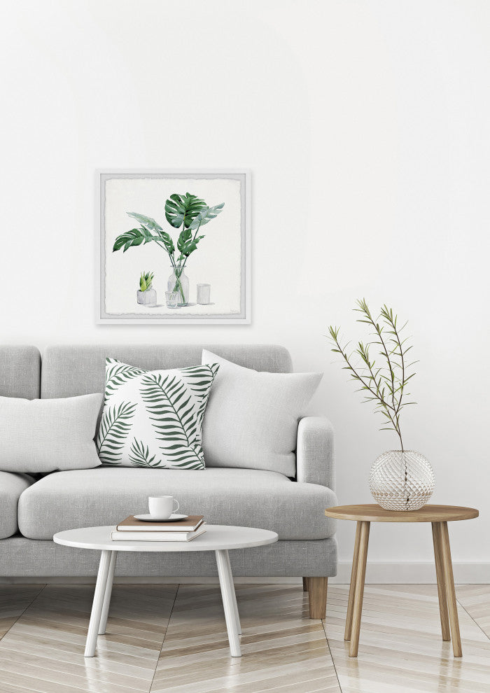 "Monstera Leaf, Glass" Framed Painting Print