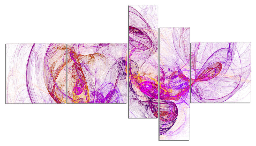 Billowing Smoke Magenta, Abstract Canvas art print, 60"x32", 5 panels