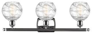 Small Deco Swirl 3-Light Bath Vanity-Light, Polished Chrome, Clear