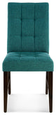 Tufted Side Dining Chair, Set of 2, Fabric, Wood, Teal Blue, Modern, Cafe Bistro