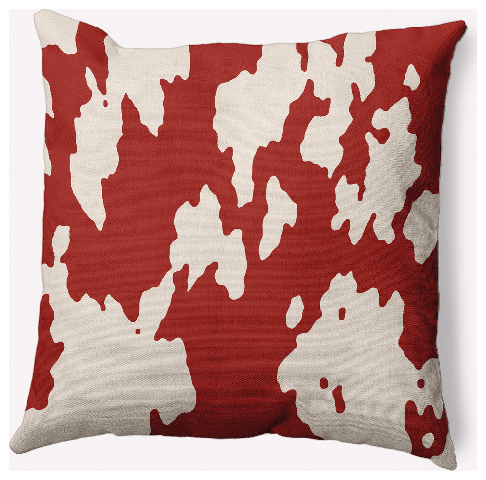 18" x 18" Moo Print Indoor/Outdoor Polyester Throw Pillow, Maple Red