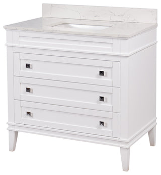 Eleanor 36" Bathroom Vanity, White, Engineered Marble