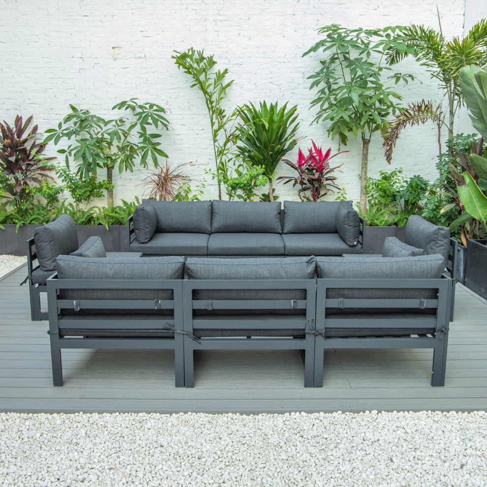 Chelsea 8-Piece Patio Sectional Black With Cushions, Black