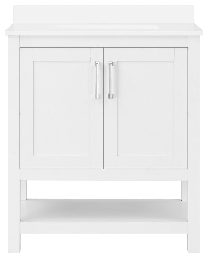 Ove Decors Vegas Single Sink Bathroom Vanity Set With Countertop, White, White, 30"