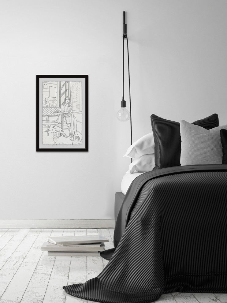 "Chill with the Pup" Framed Painting Print, 30"x45"