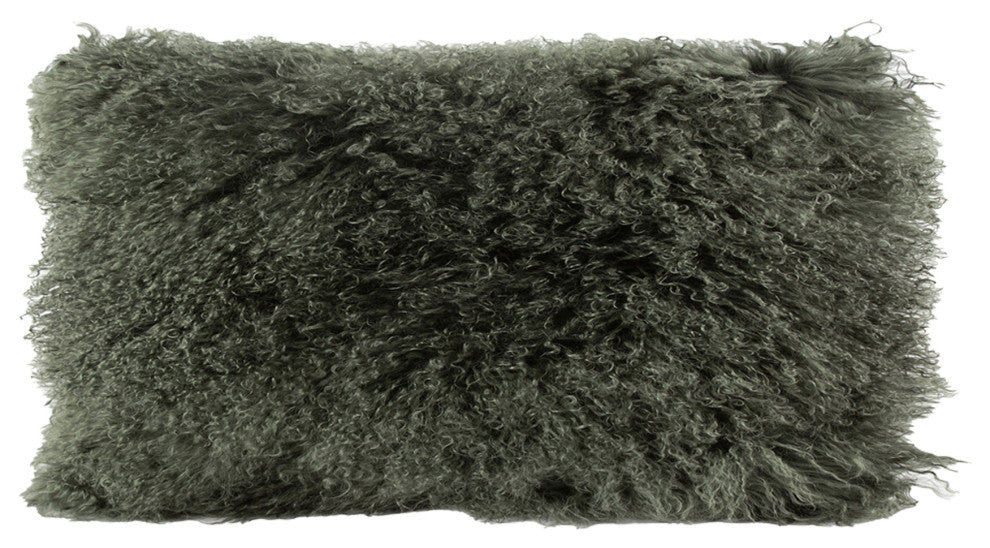 Tibetan Lambskin 11"x22" Cushion, Loden Green