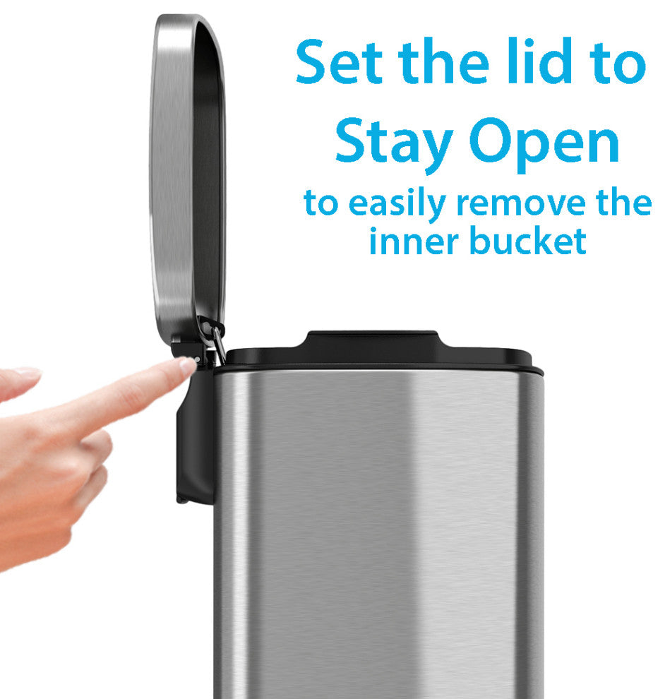 iTouchless SoftStep Stainless Steel Step Pedal Trash Can, 1.3 Gallon