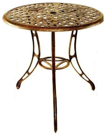 Antique Bronze Outdoor Bistro Set with 2 Floral Chairs and Round Table