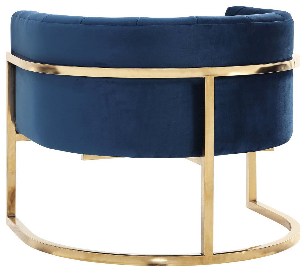 TOV Furniture Magnolia Navy Chair with Gold Base