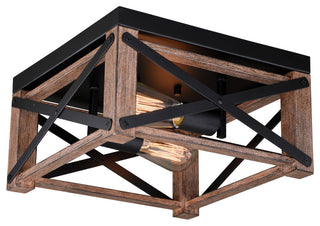 Vaxcel Lighting C0226 Colton 12"W Wood Flush Mount Ceiling - Rustic Oak / Noble