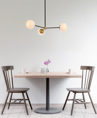 Brooke 32" Pendant, Black and Brass With White Shade