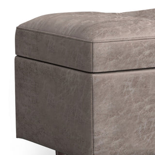 Shay Mid Century Rectangular Storage Ottoman, Distressed Grey Taupe