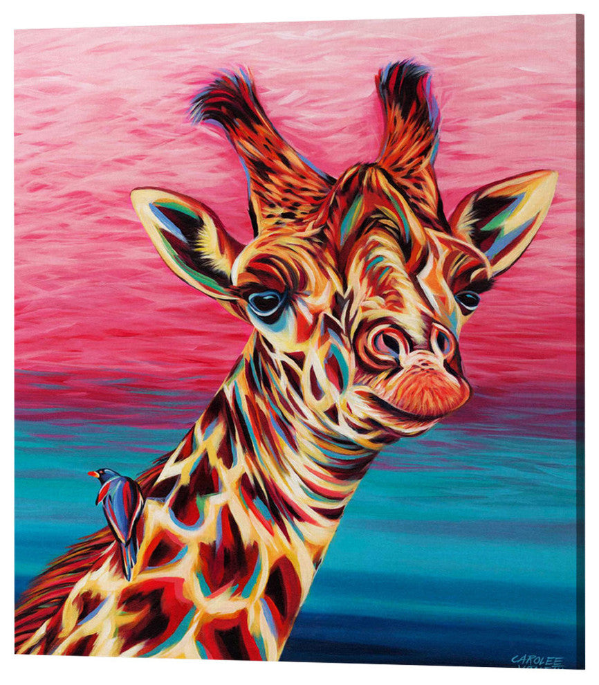 Sky High Giraffe I' by Carolee Vitaletti Giclee Canvas Wall Art, 26"x30"