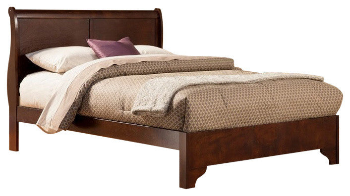 Rubberwood Low Footboard Sleigh Bed In Eastern King Size, Brown