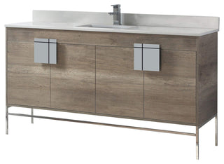 Shawbridge 60" Single Sink Bathroom Vanity, Shadow Gray, Polished Chrome Hardware