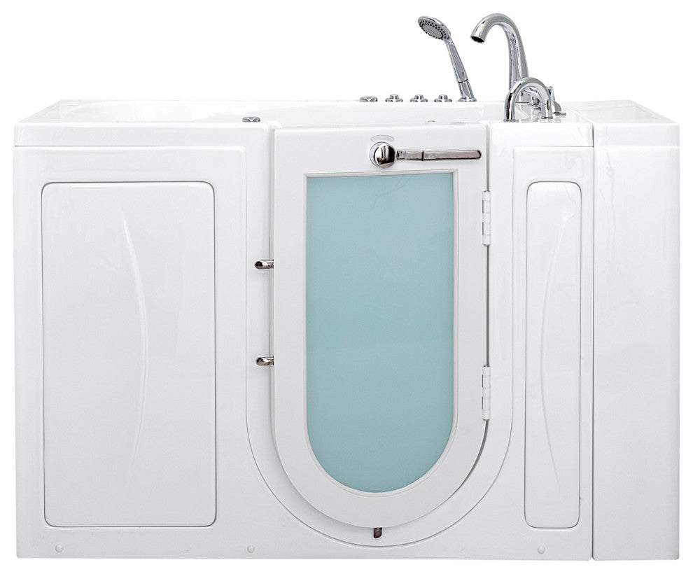Ella Monaco 32"x52" Acrylic Walk-In-Bathtub, Outswing Door, 5 Piece Faucet
