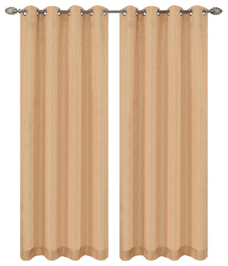 Tweed Drapery Curtain Panels with Grommets, Straw
