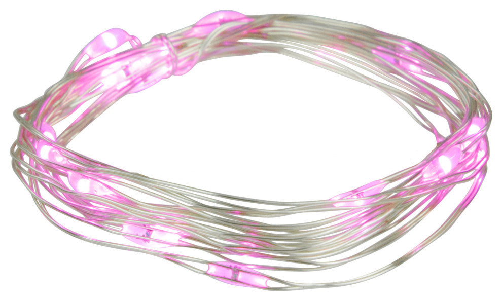 20-Count Pink LED Micro Fairy Lights, 6' Copper Wire