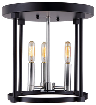 Roxhill 3 Light Flush Mount, Polished Nickel and Black