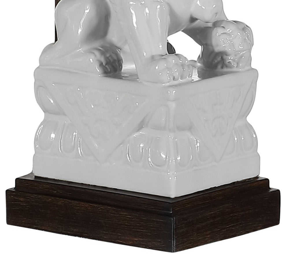 Guardian Lion 27.5" Ceramic Classic LED Table Lamp, White