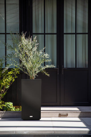 Veradek Block Series Pedestal Planter, Black, Tall