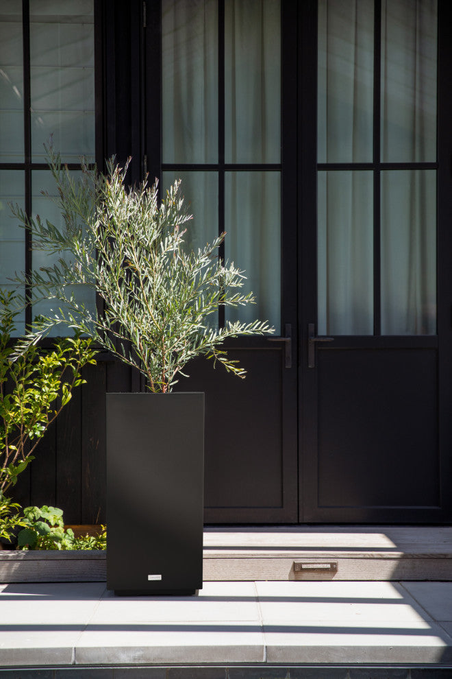 Veradek Block Series Pedestal Planter, Black, Tall