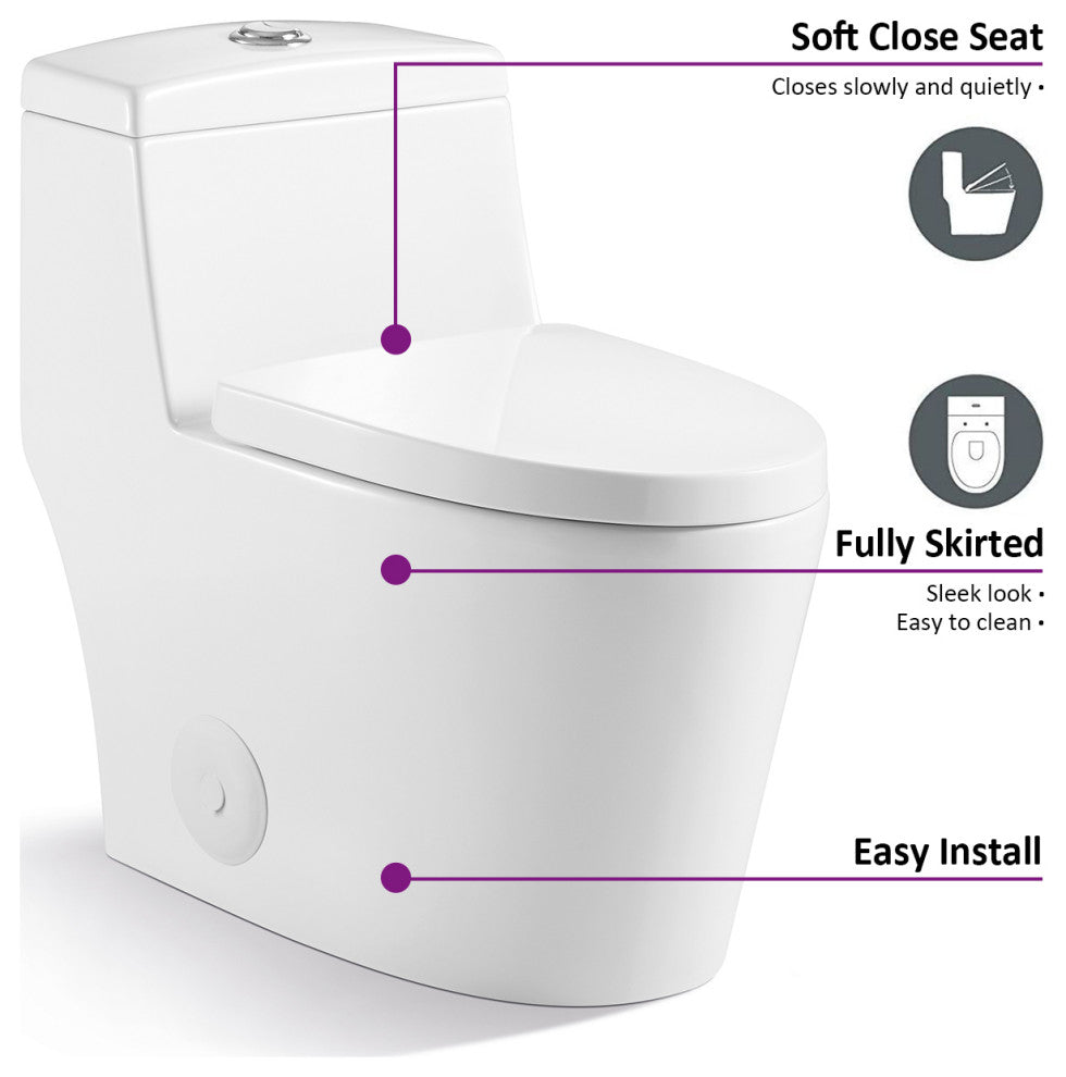 Ceramic Dual Flush One Piece Toilet-Including Toilet Seat