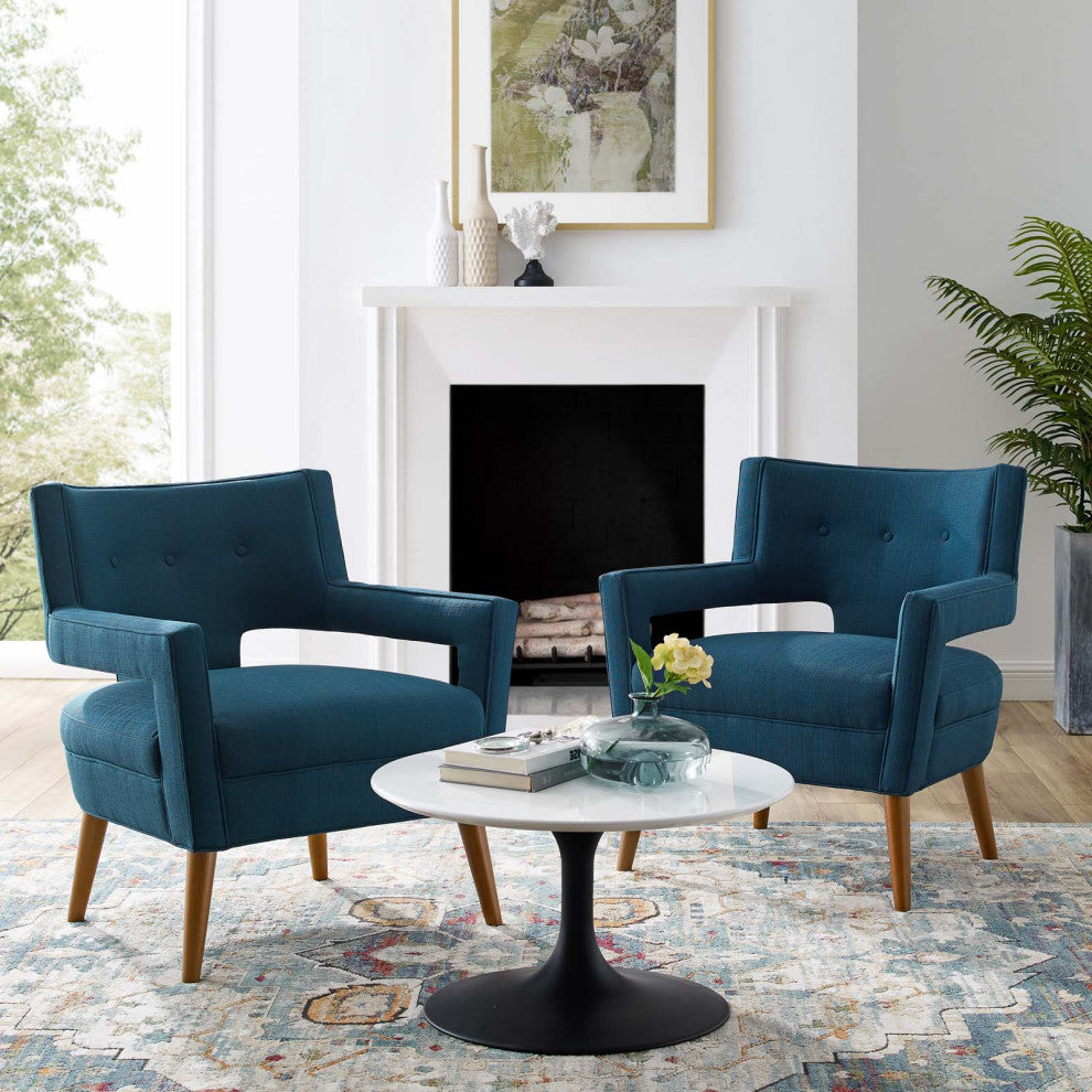 Armchair Accent Chair, Set of 2, Fabric, Navy Blue, Modern, Lounge Hospitality