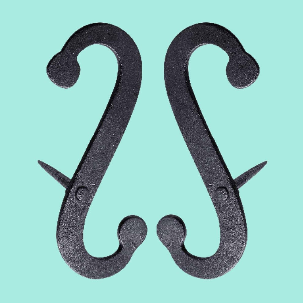 Shutter Dog Pair Black Decorative S Shaped Wrought Iron Renovators Supply