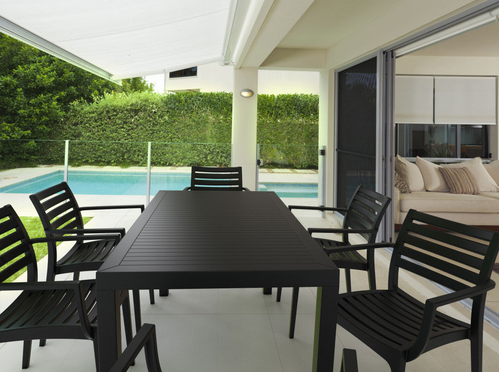 Artemis Outdoor Dining Arm Chair, Set of 2, Black